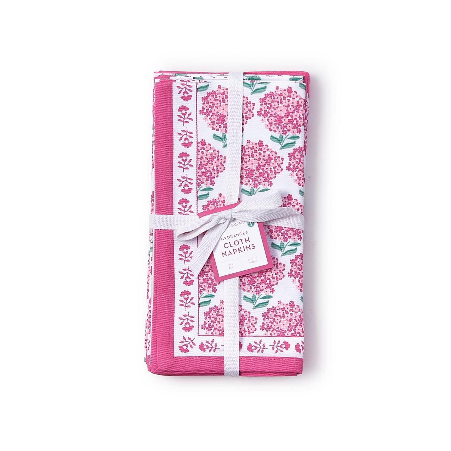 Pink Hydrangea Cloth Napkins-Set of 4