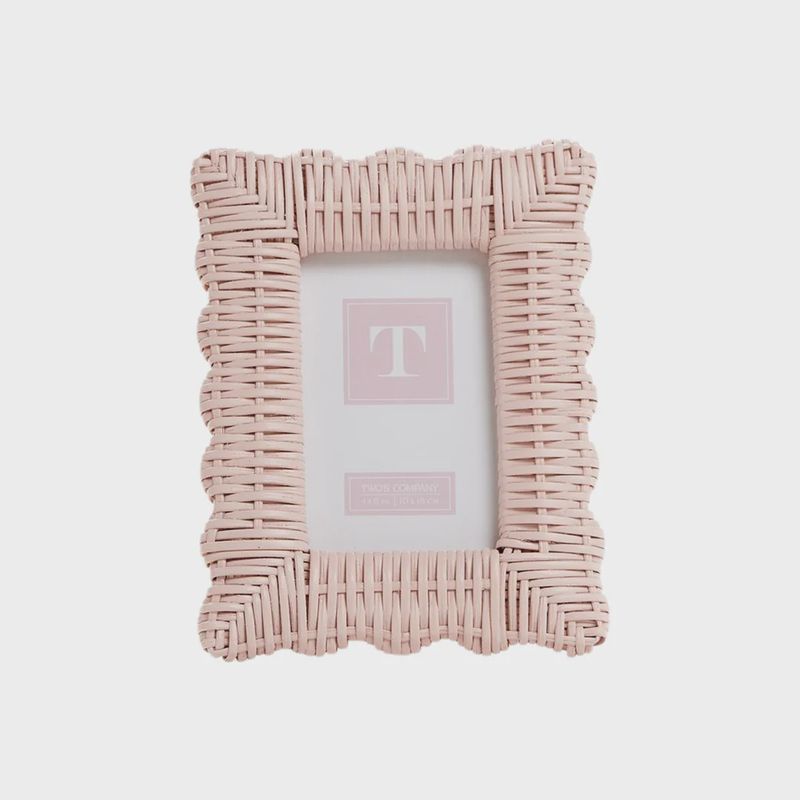 Pink Wicker Photo Frame