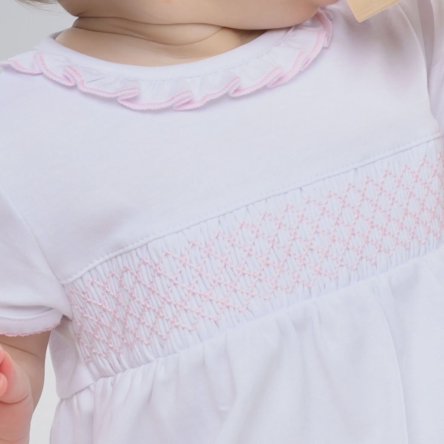 Essentials Solid Smocked Bubble Pink