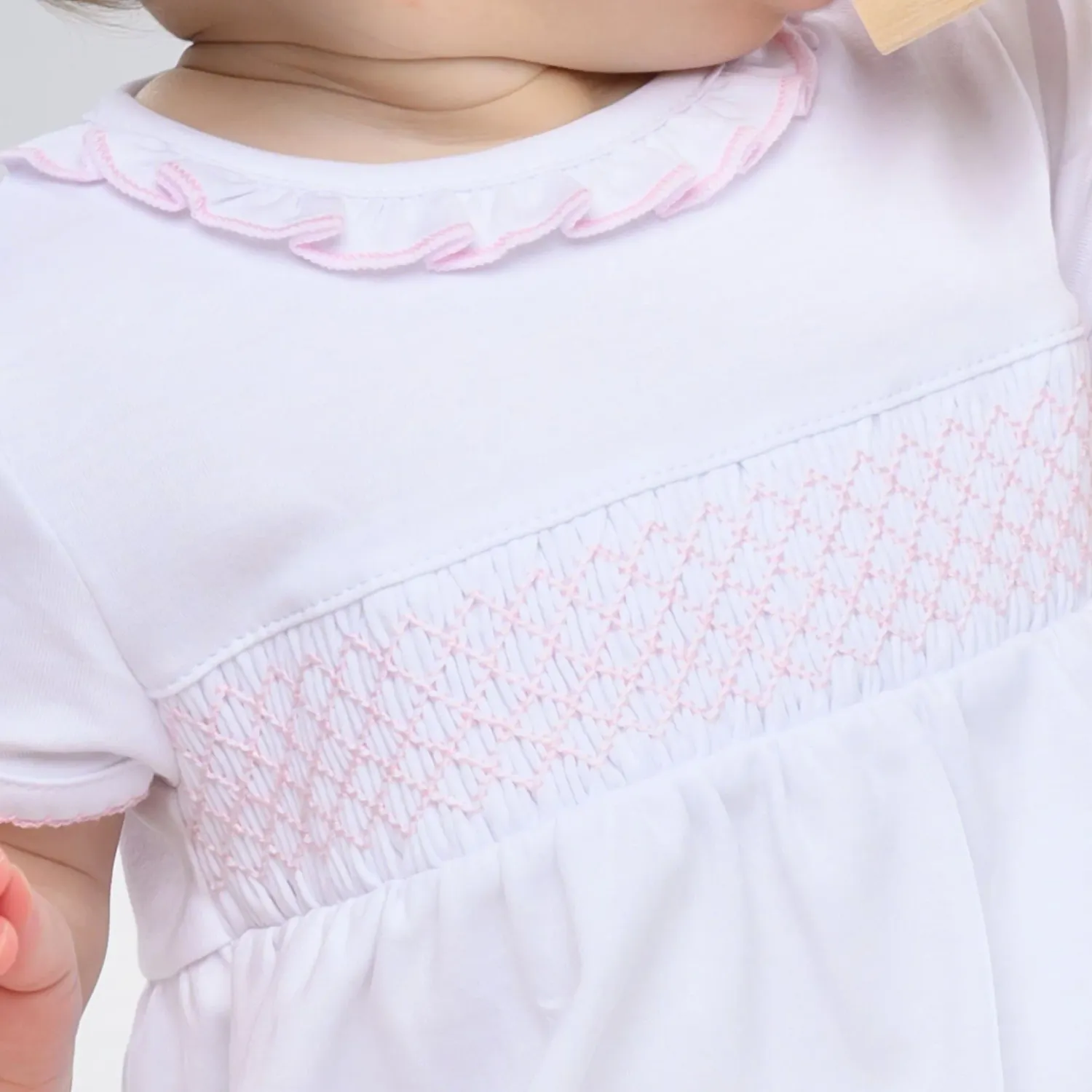 Essentials Solid Smocked Bubble Pink