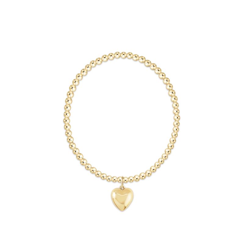 Extends Classic Gold 3mm Bracelet - Love Plush Gold Charm