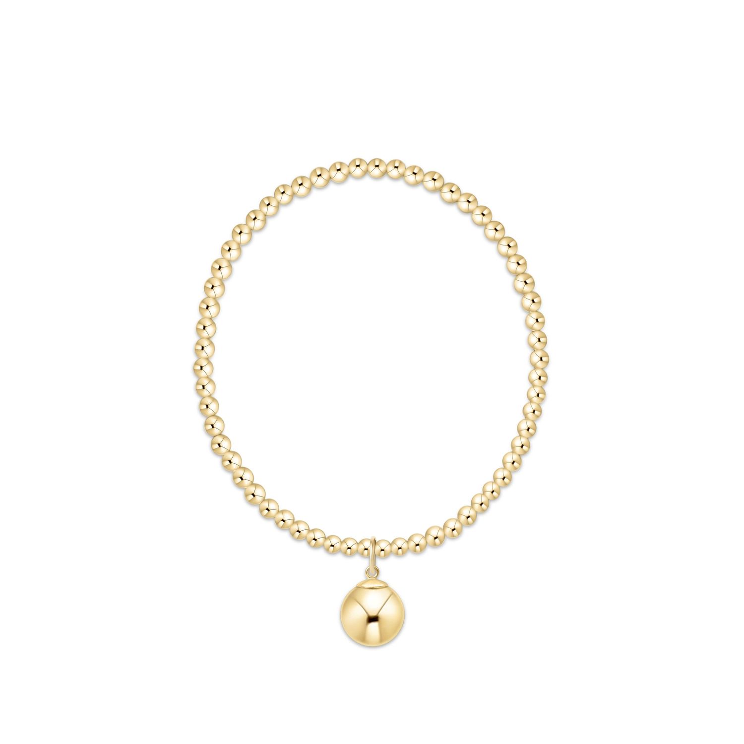 Extends Classic Gold 3mm Bracelet - Classic Gold 10mm Charm