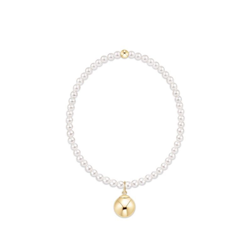 Extends Classic Pearl 3mm Bracelet - Classic Gold 10mm Charm