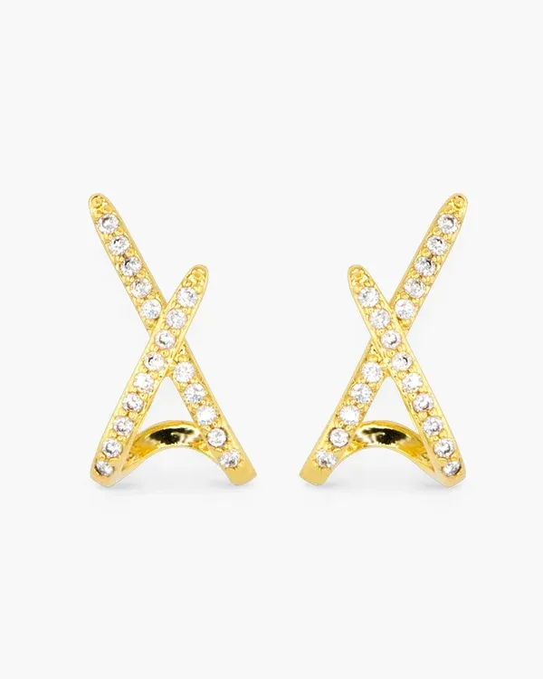 Gold CZ X Earrings