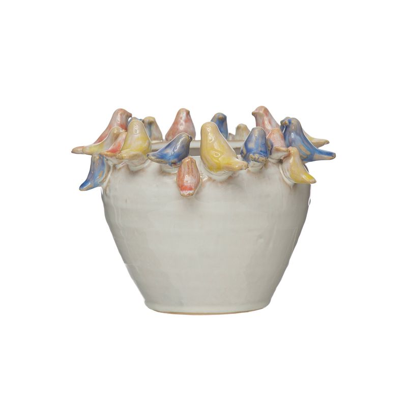 5" Birds on Rim Planter