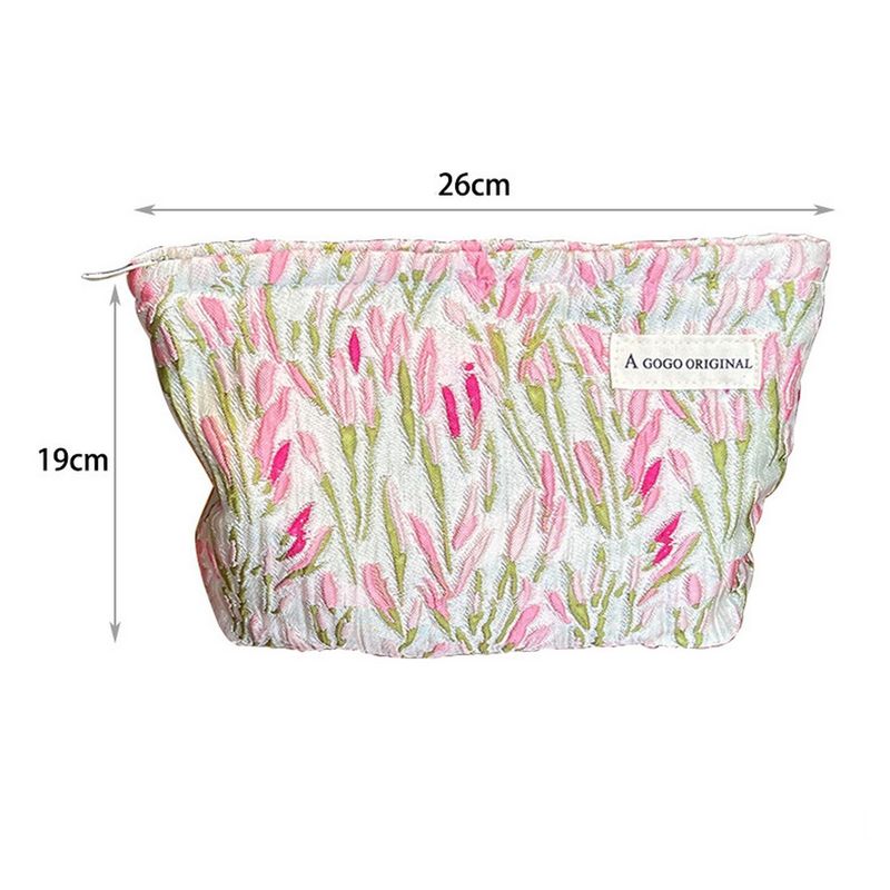 Pink Tulip Makeup Bag-Large