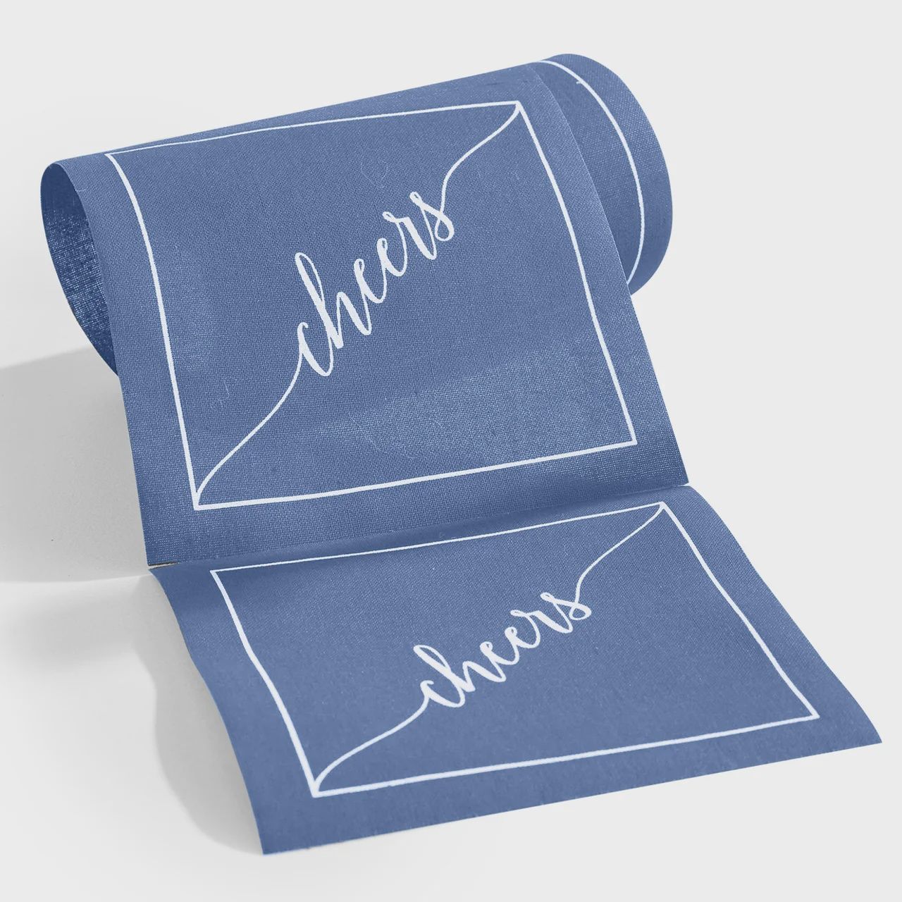 Cotton Cocktail Napkin Roll, Color: Rustic Blue Cheers