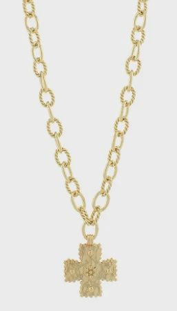 Hammered Cross Oval Chain