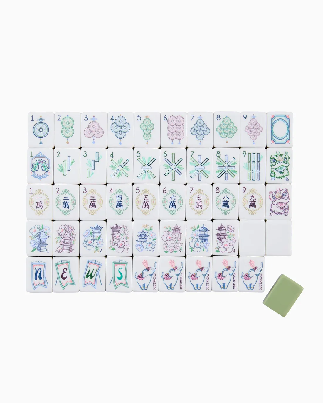 Mahjong Tiles - 8 Designs Available, Design: Willow