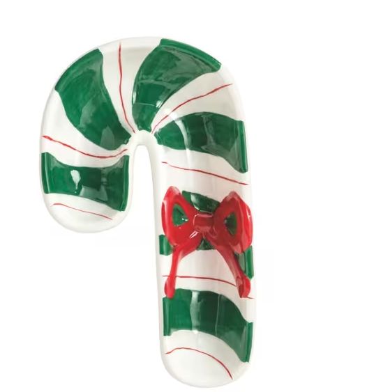 Green Candy Cane Bow Tidbit
