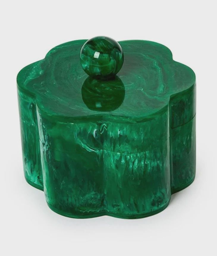 Marbleized Resin Covered Box, Color: Green