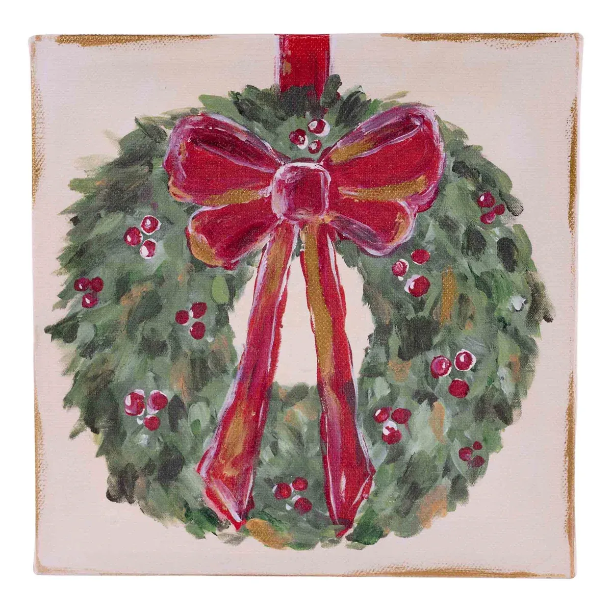 Red Bow Wreath Canvas