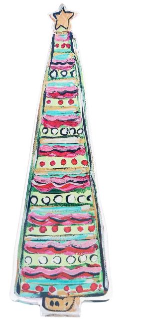Red Wavy Stripe Christmas Tree Acrylic