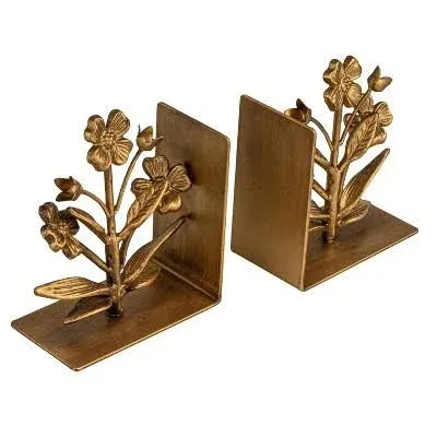 Cast Iron Flower Shaped Bookends S/2