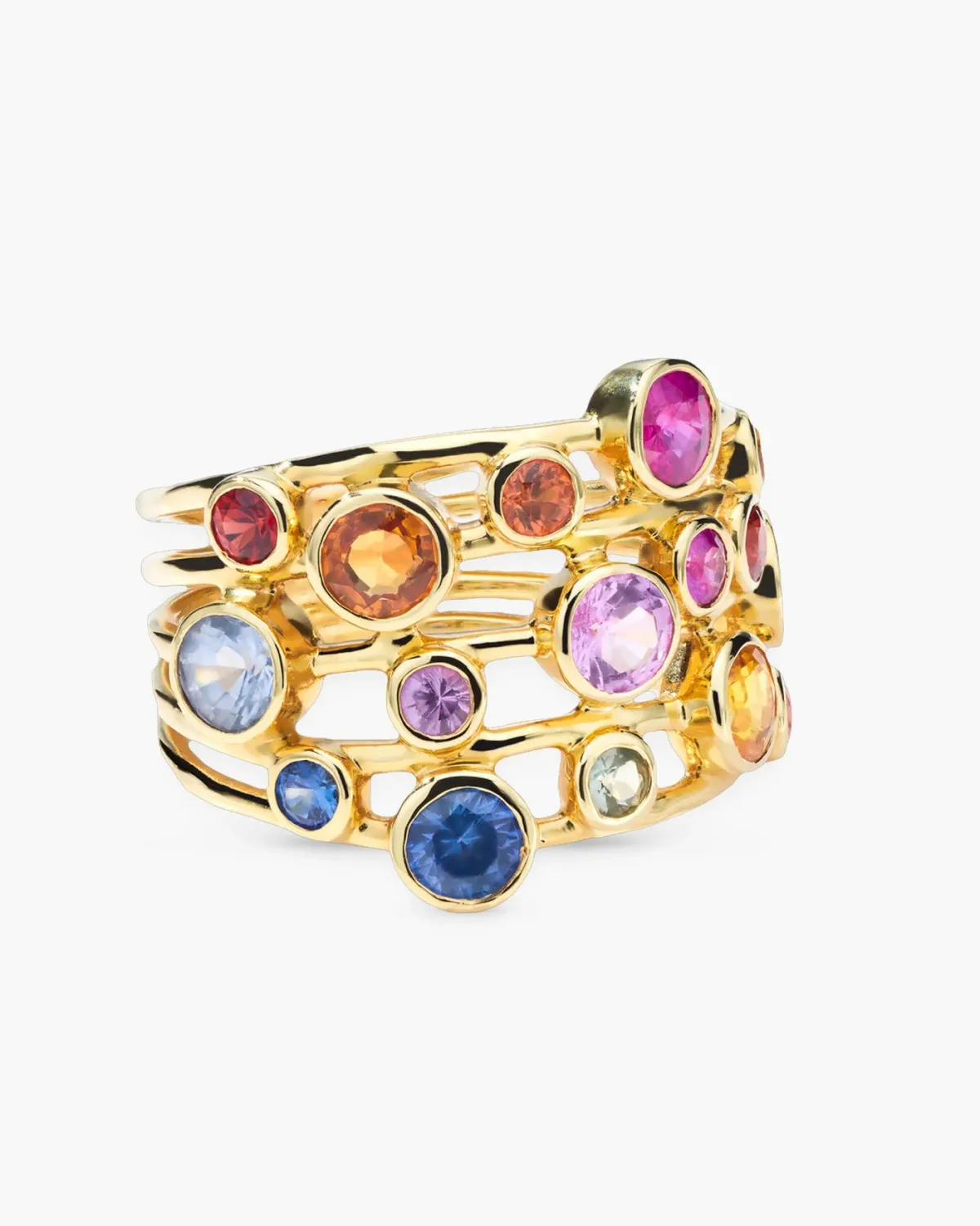 Gold CZ Multi-Color Ring Size 9