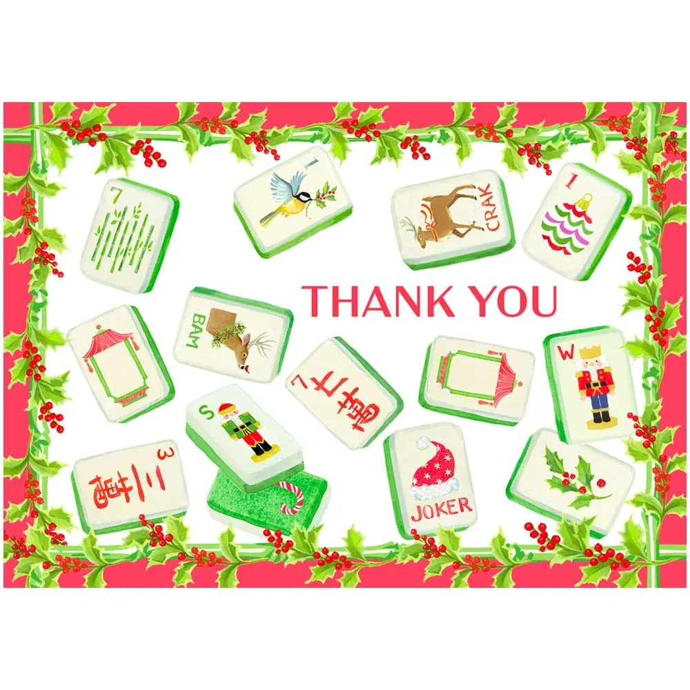 Christmas Mahjong Thank You Notes Boxed