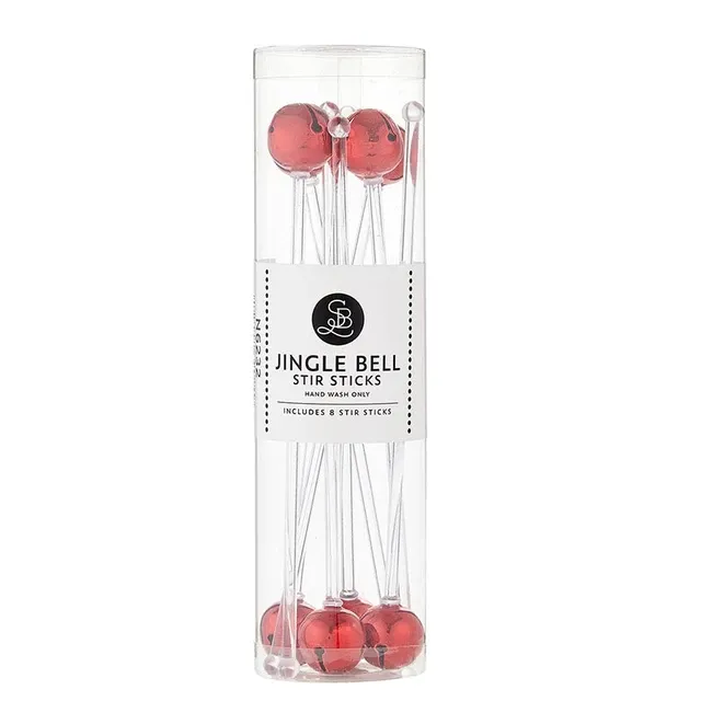 Jingle Bell Stir Sticks, Color: Red