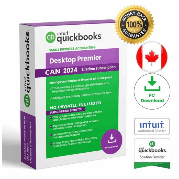 QuickBooks desktop Premier 2024 (Canadian Version) – No Payroll (2 Users) – Lifetime License