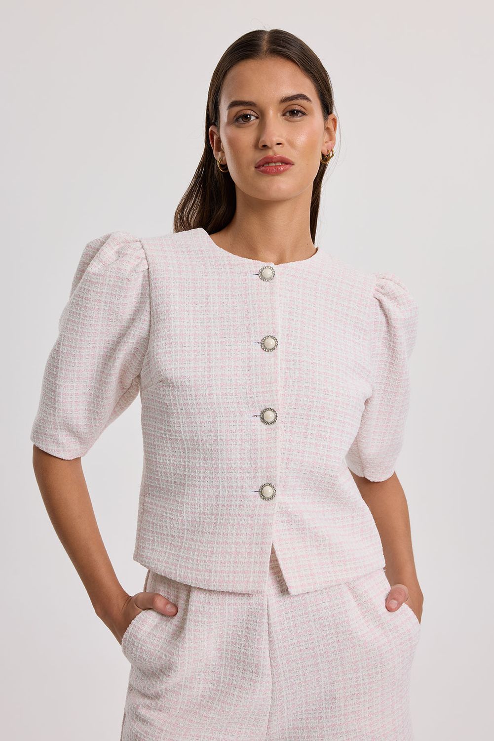 Torera Chanel Blanco y Rosa