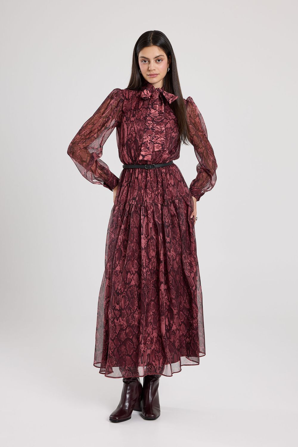 VESTIDO GASA MIDI ANIMAL PRINT