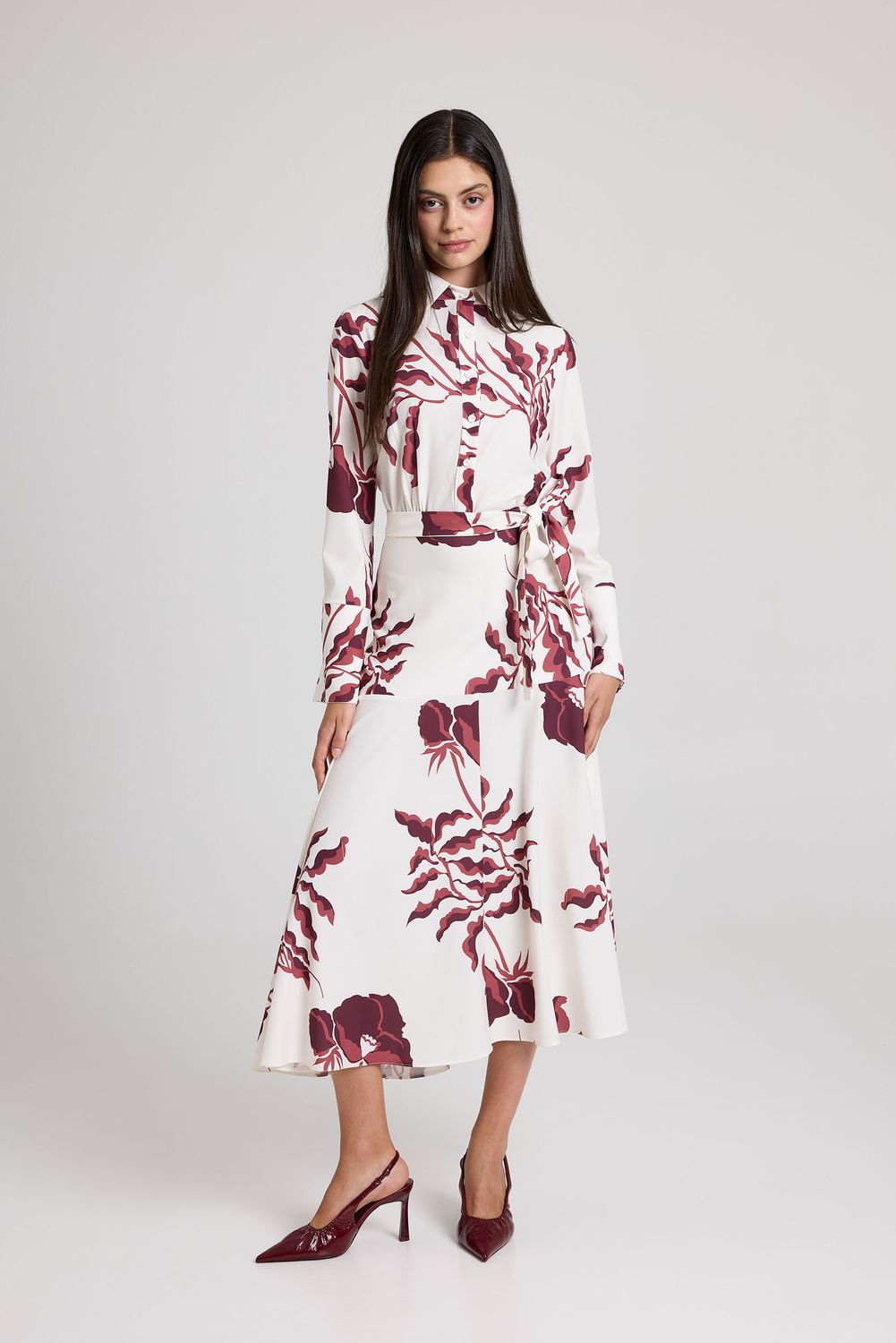 VESTIDO MIDI CUELLO CAMISERO