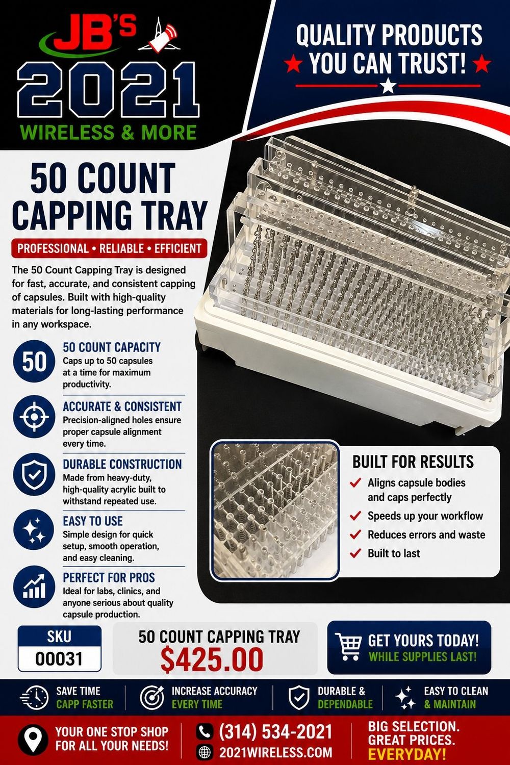 50 Count Capping Tray