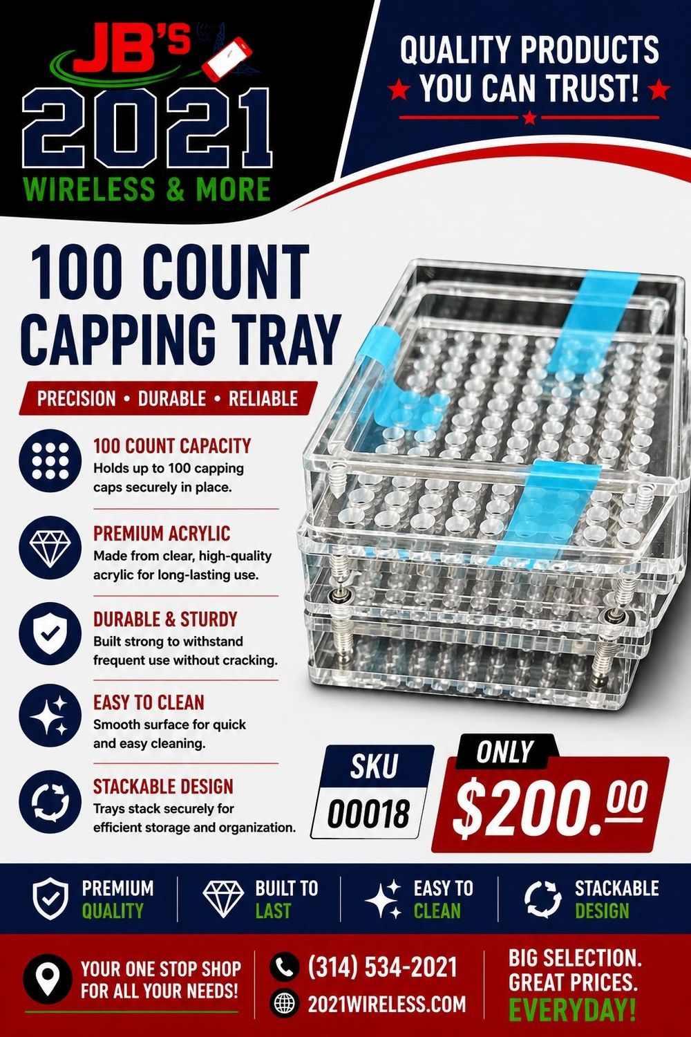 100 Count Capping Tray