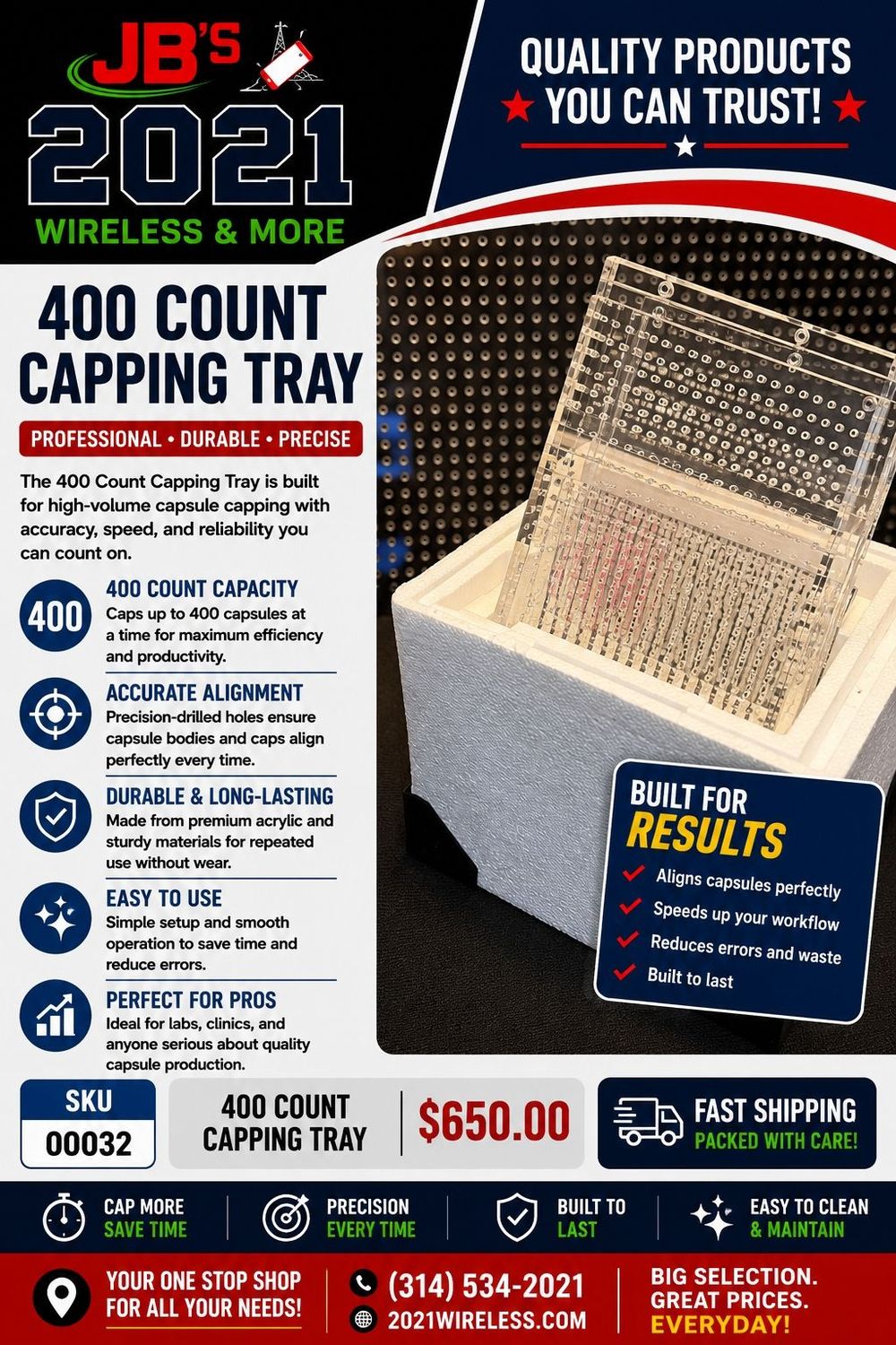 400 count capping tray