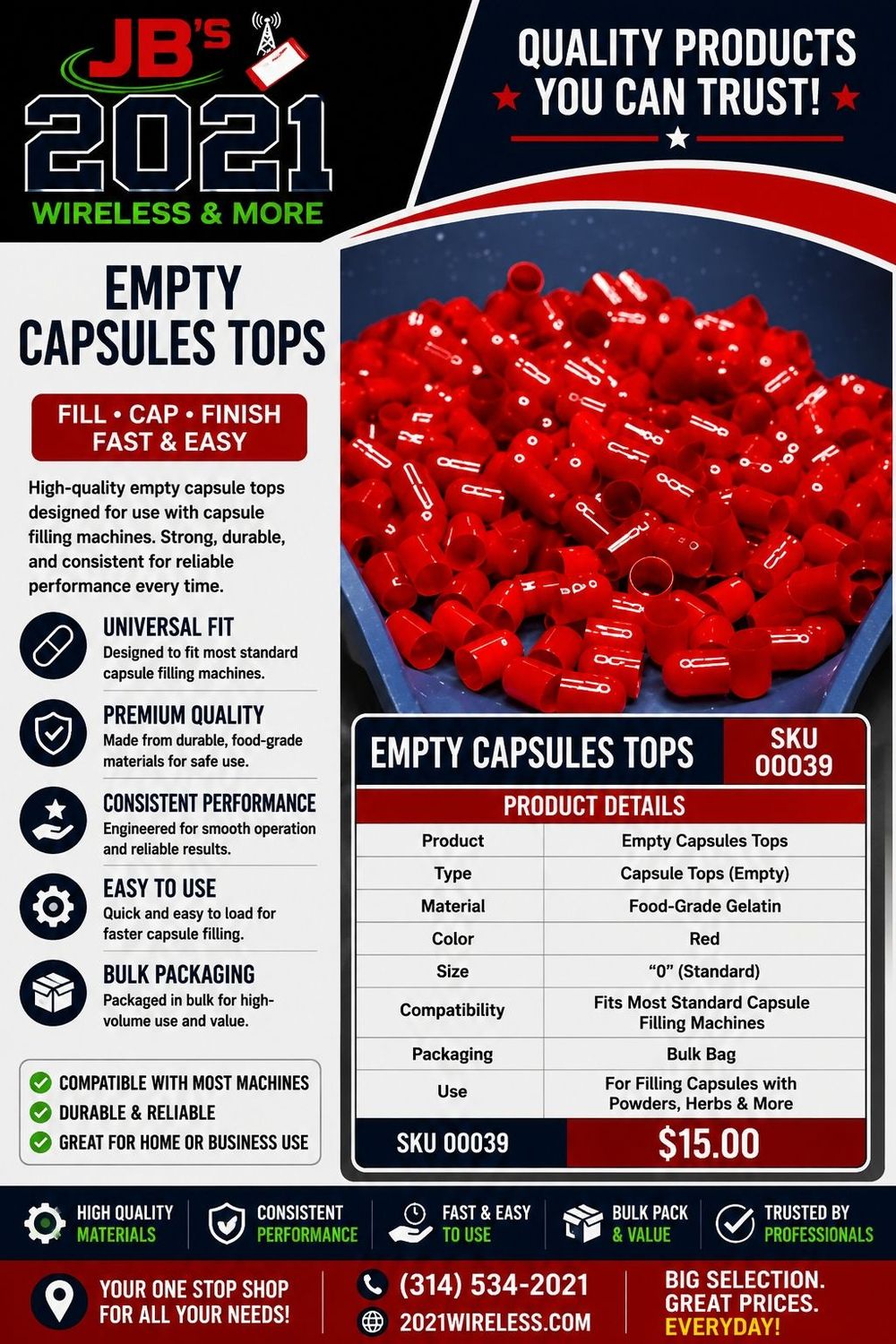 Empty Capsules Tops