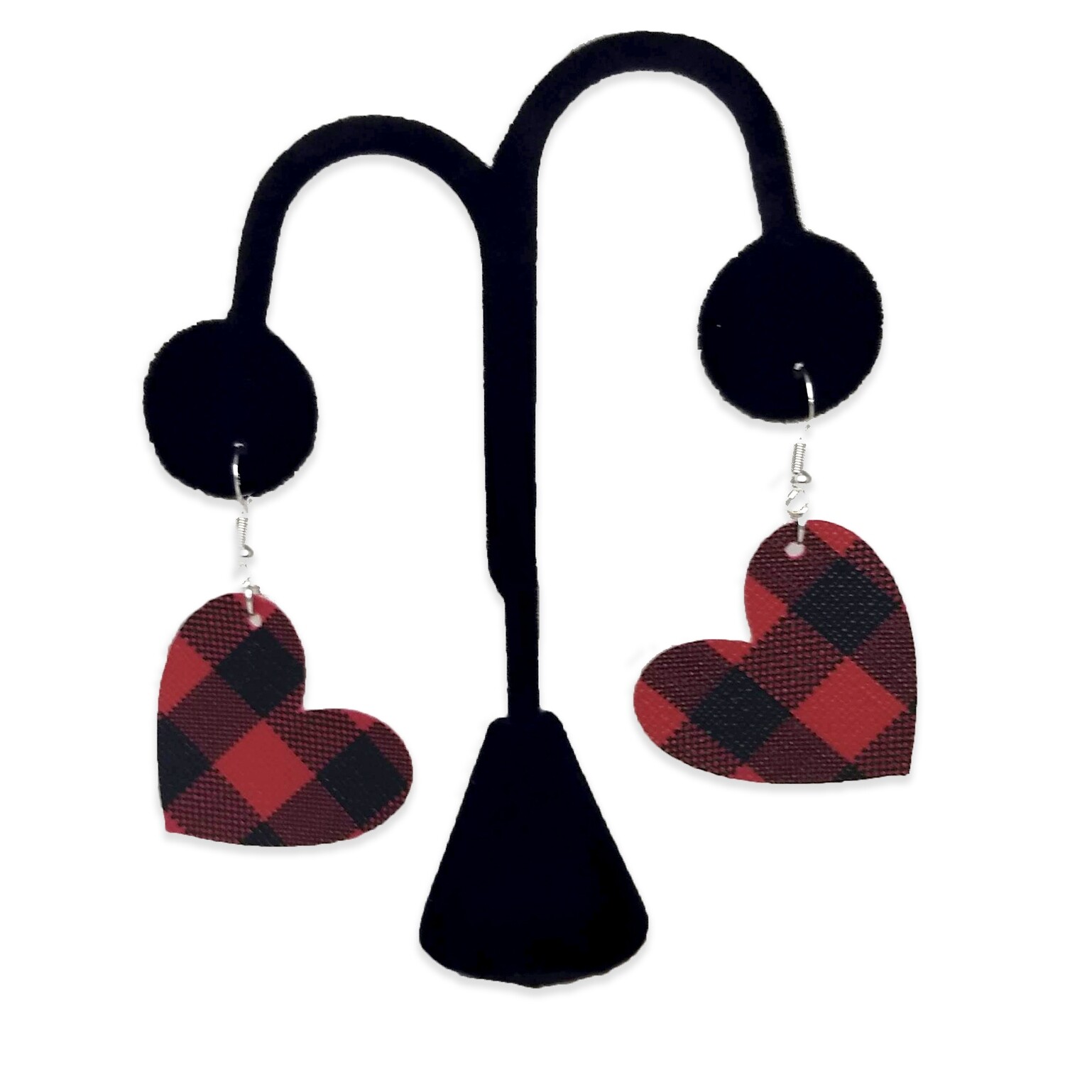 Red Buffalo Plaid Heart Earrings