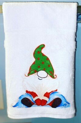 Hand Painted Gnome Tea Towel