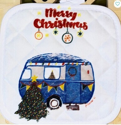 Hand Painted Christmas Camper Pot Holder