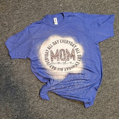 Mom Mode Leopard Bleached Tee Shirt