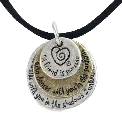 Treasured Friends 3-Layer Pendant Necklace - 18" with Inspiring Quote