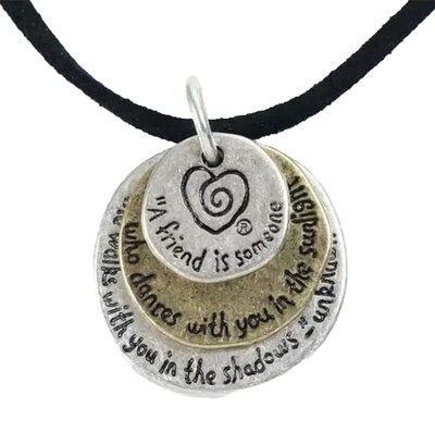 Treasured Friends 3-Layer Pendant Necklace - 18" with Inspiring Quote