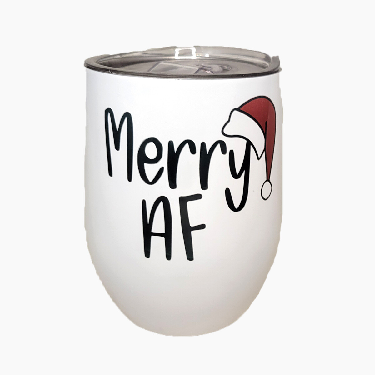 Merry AF Insulated Wine Tumbler - 12oz Stainless Steel Stemless Wine Cup for Holiday Cheer