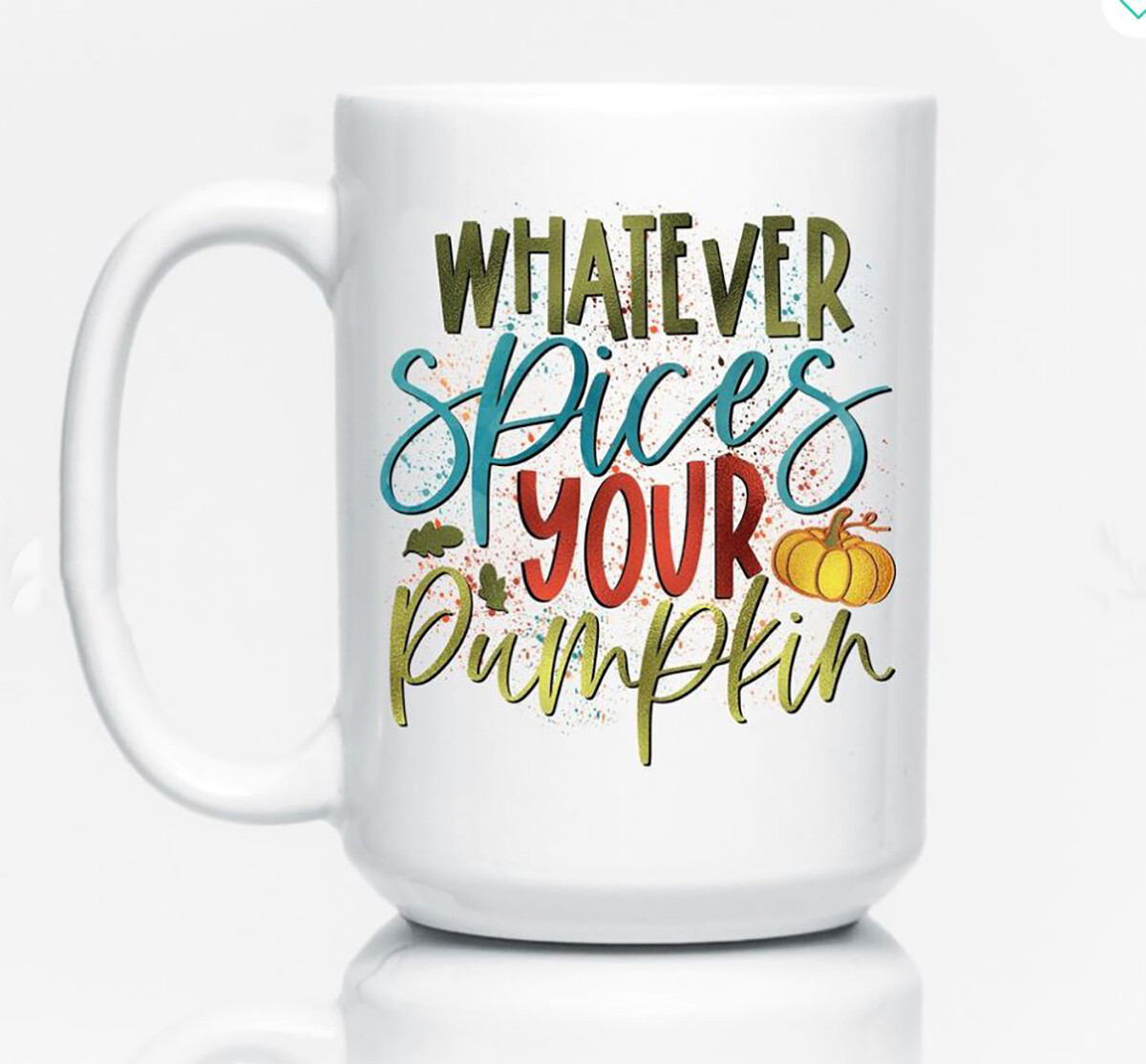 "Whatever Spices Your Pumpkin" Ceramic Coffee Mug - Vibrant Colors, Microwave Safe