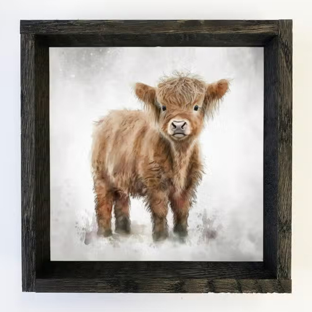 Baby Highland Cow Art Print - Cute Farmhouse Wall Decor