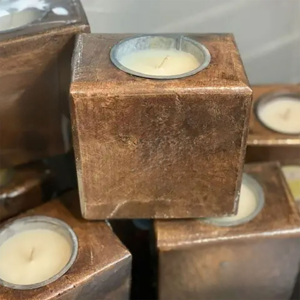 Rustic Spanish Oak Reproductions of sugar molds with Candle