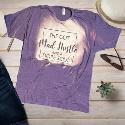 Mad Hustle & Dope Soul Tee - Custom Bleached Purple with Inspiring Sublimation