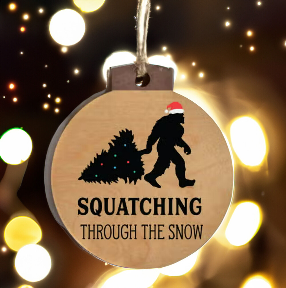 Squatching Through the Snow Bigfoot Ornament