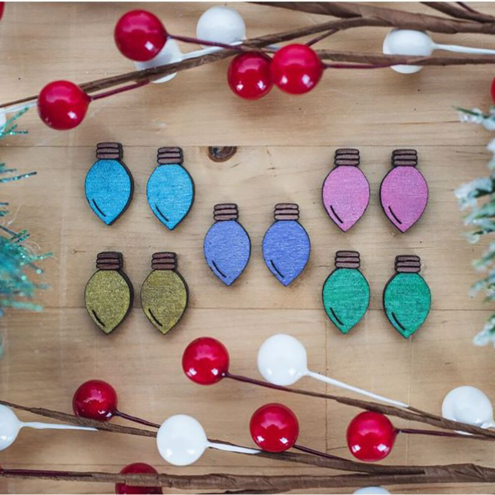 Handmade Christmas Light Stud Earrings