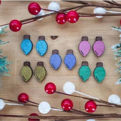 Handmade Christmas Light Stud Earrings