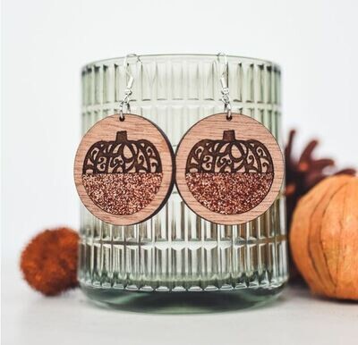 Handmade Pumpkin Confetti Glitter Dangle Earrings