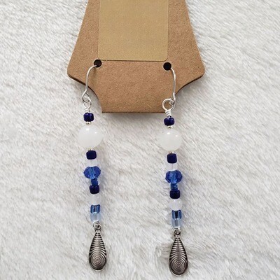 Snowy Sky Blue Bead Dangle Earrings
