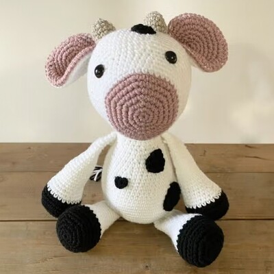 Whimsical Hand-Crocheted Cow - Speckled with Love