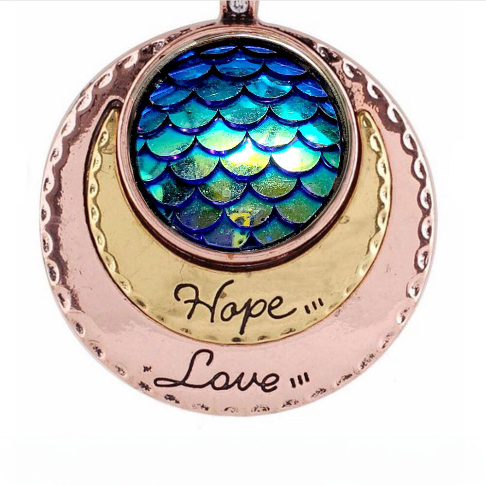 Mystical Mermaid Scale Pendant Necklace, Color: Blue/Green