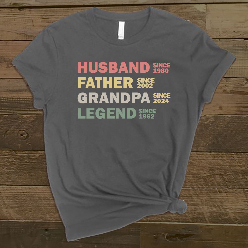 Milestone Husband, Father, Grandpa T-Shirt Milestone Husband, Father, Grandpa T-Shirt