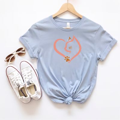 Cat Love Heart T-Shirt