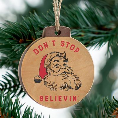Don't Stop Believin' Santa Christmas Ornament